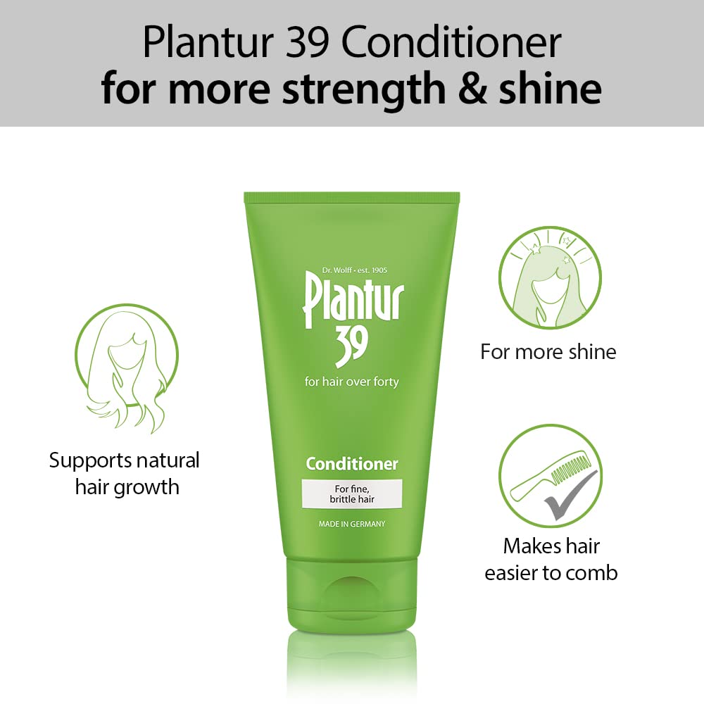 Plantur 39 strengthening and moisturizing hair conditioner product label close up