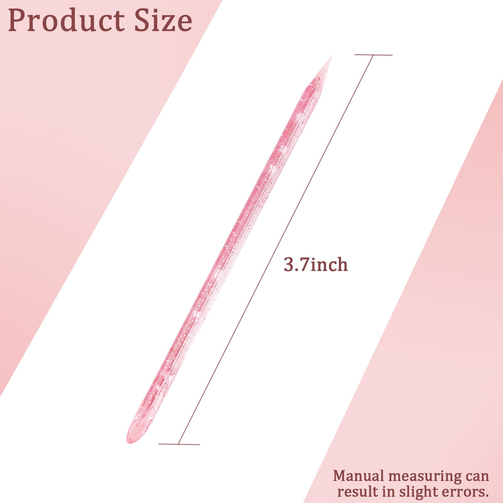 Close up of double sided plastic cuticle pusher tool