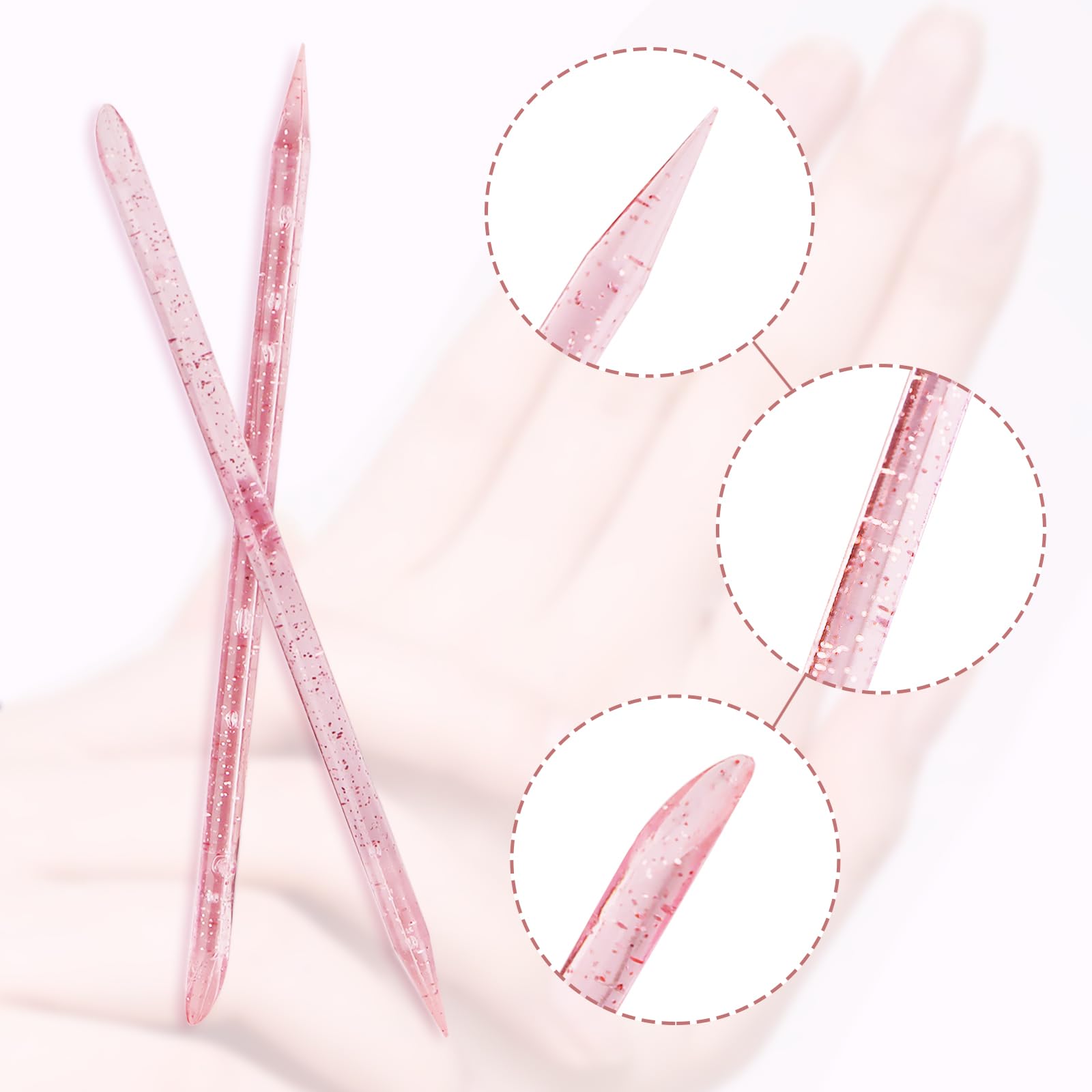 Pointed end of cuticle stick for nail cleaning