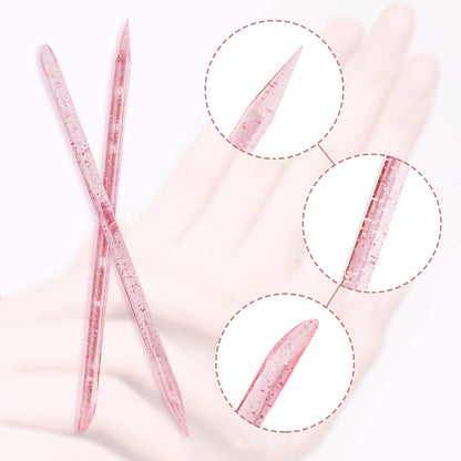 Pointed end of cuticle stick for nail cleaning