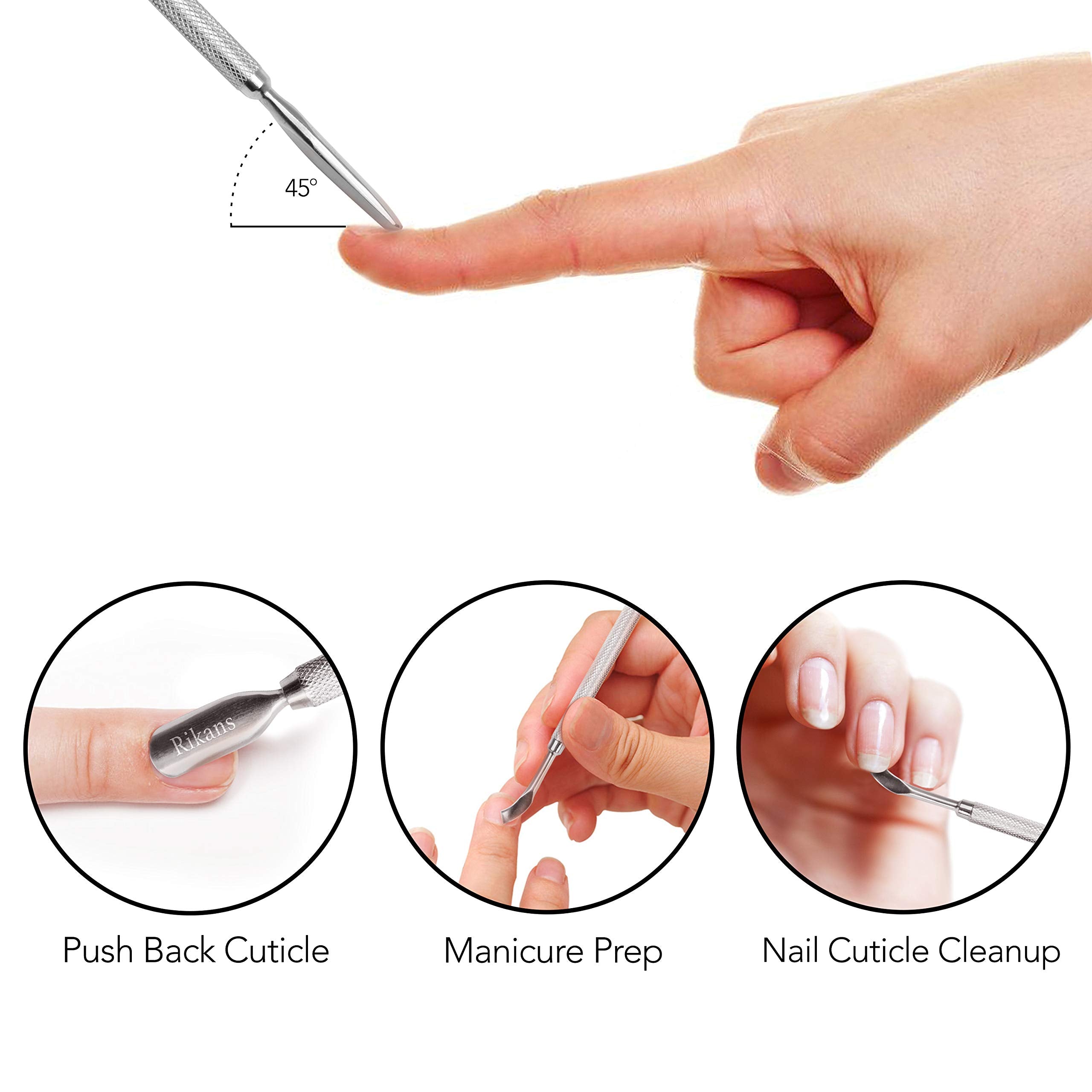 Close up of Rikans cuticle pusher flat rounded end