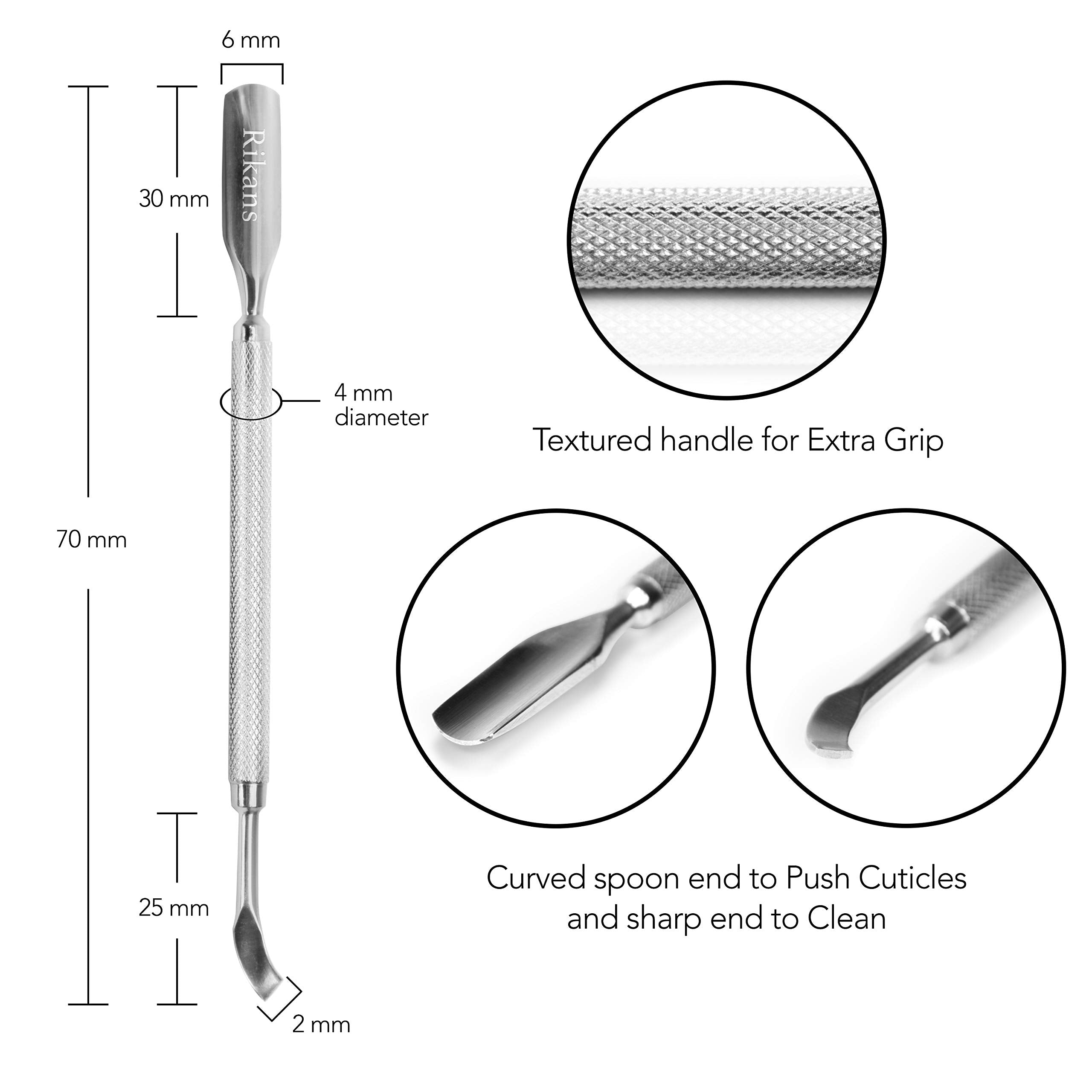 Rikans nail art tool showing the curved gel polish scraper