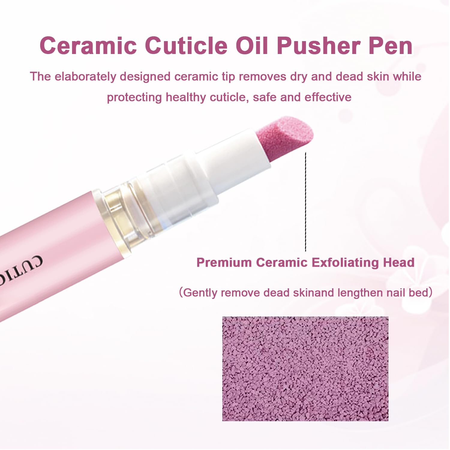 Twist bottom mechanism of the 2-in-1 cuticle remover pen dispensing rose scented moisturizing oil