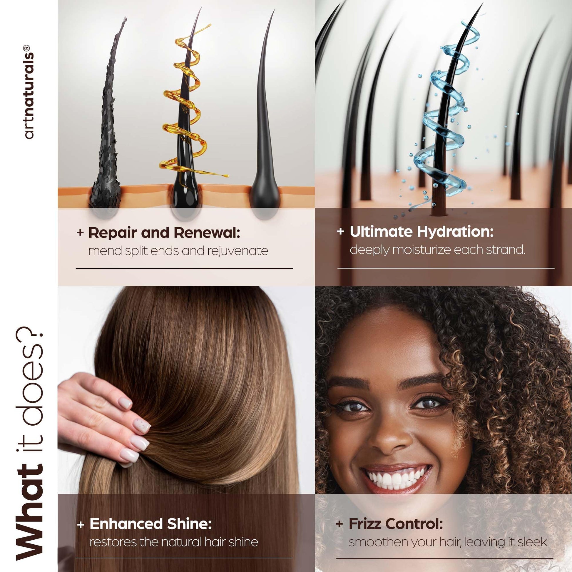 Back label of Artnaturals organic argan oil hair conditioner showing directions and ingredients