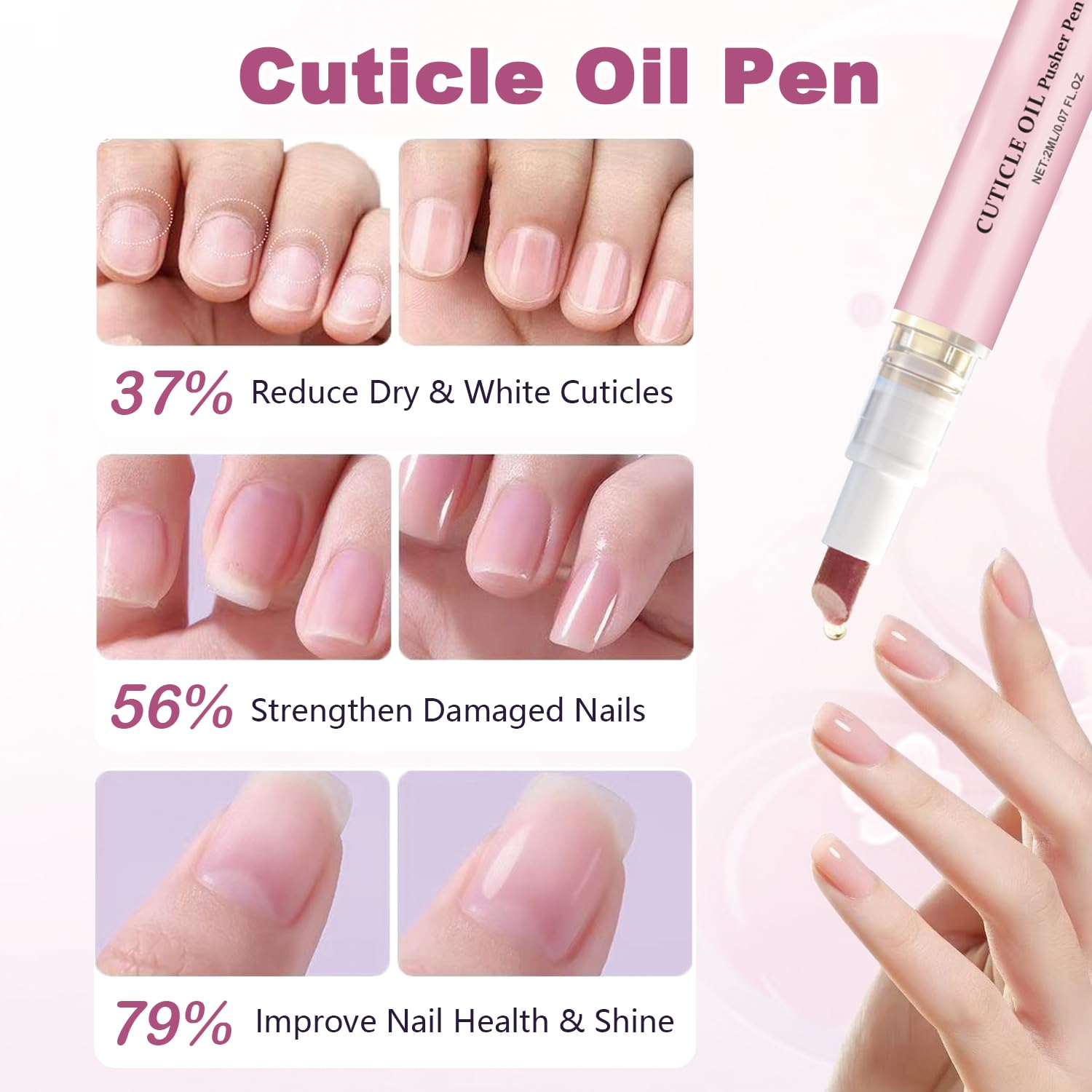 Compact and travel friendly pink nail repair pen being placed inside a beauty cosmetic pouch