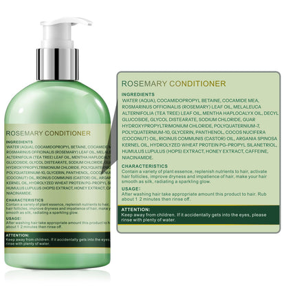 Product packaging showing biotin and tea tree oil benefits