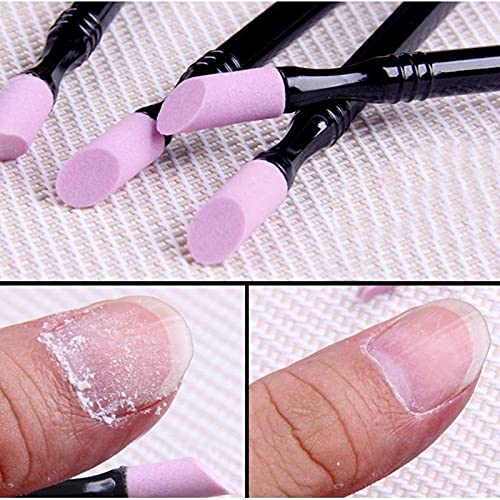 Close up view of textured pumice stone tip for nail exfoliation