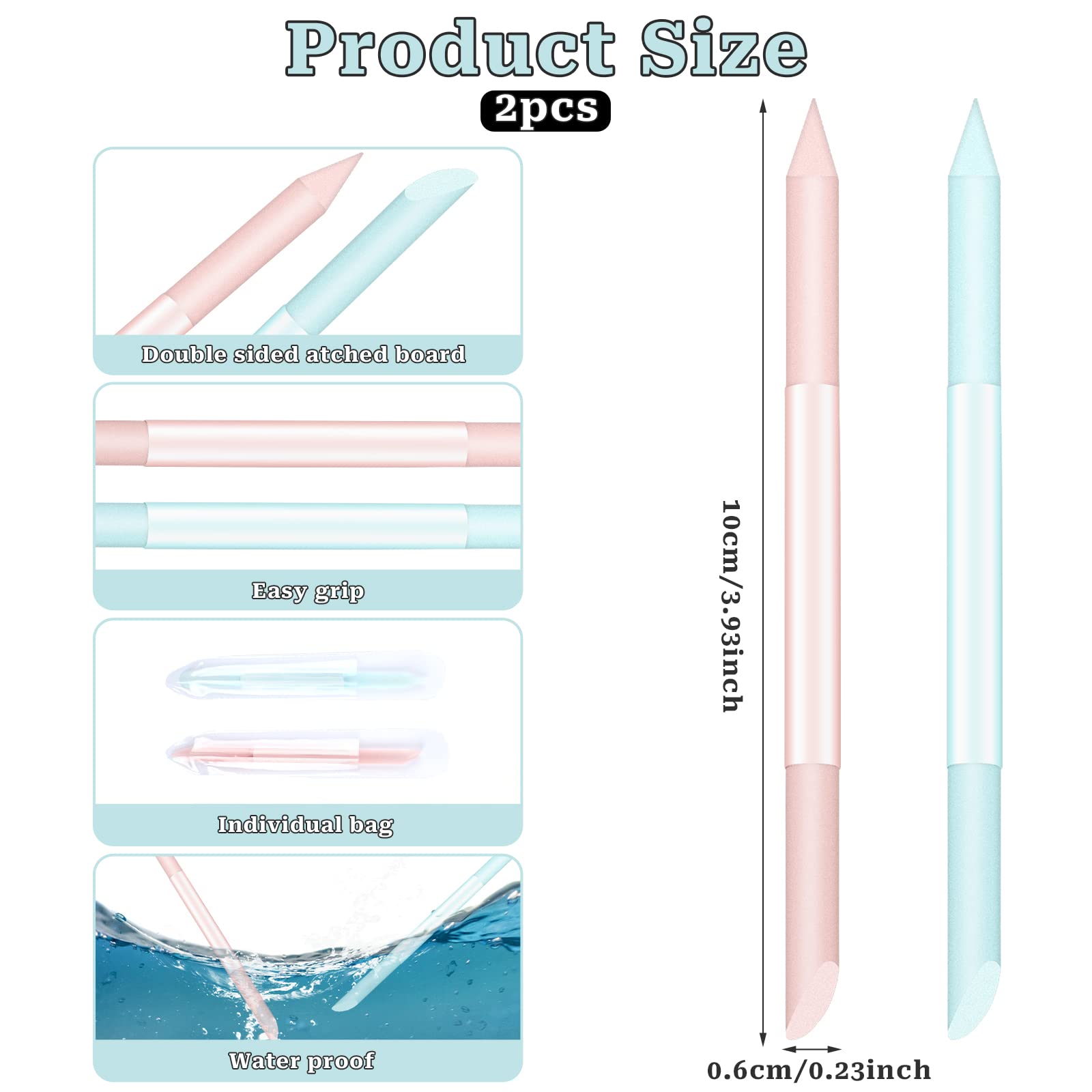 Sliverdew pink and blue glass cuticle pusher set
