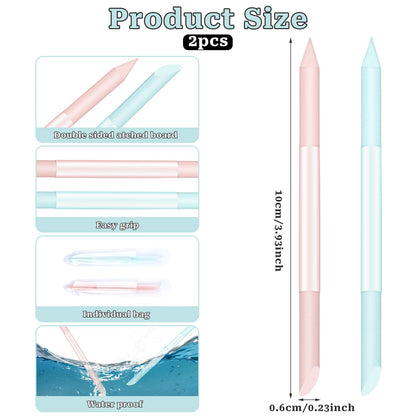 Sliverdew pink and blue glass cuticle pusher set