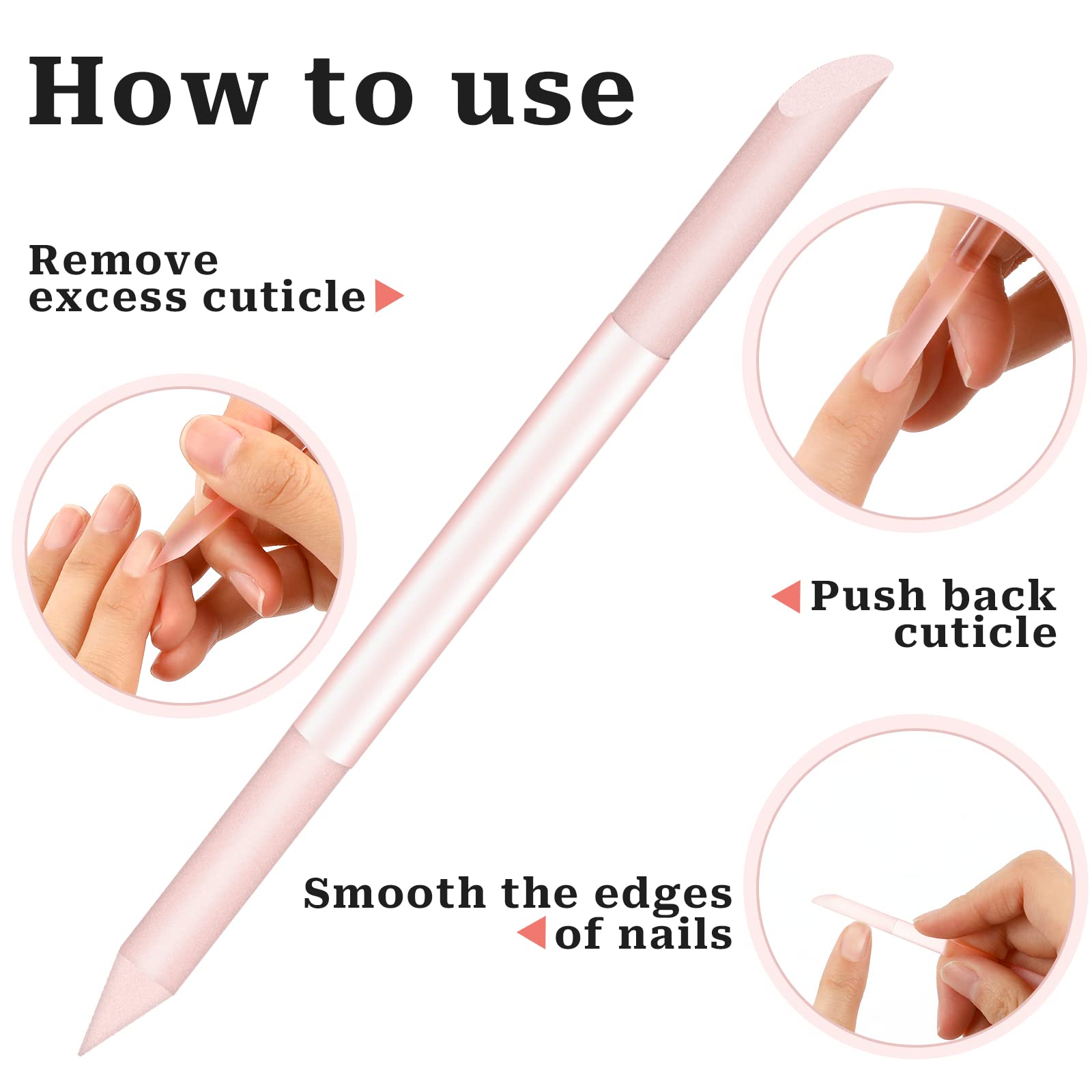 Detailed view of glass cuticle pusher angled tip