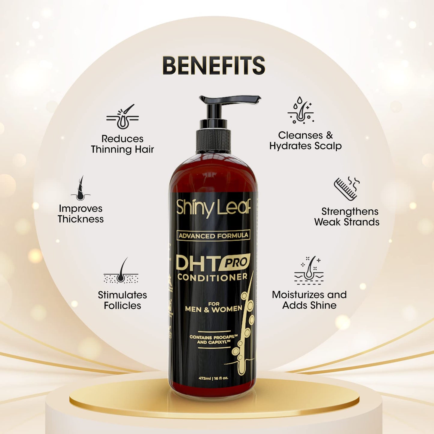 Shiny Leaf hair thickening formula for thinning hair