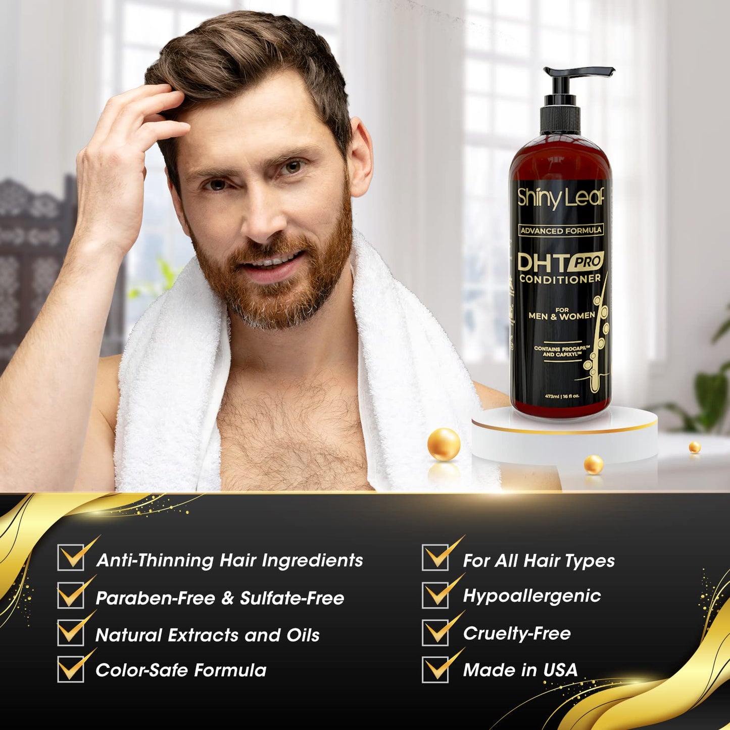 Shiny Leaf sulfate-free conditioner bottle back label