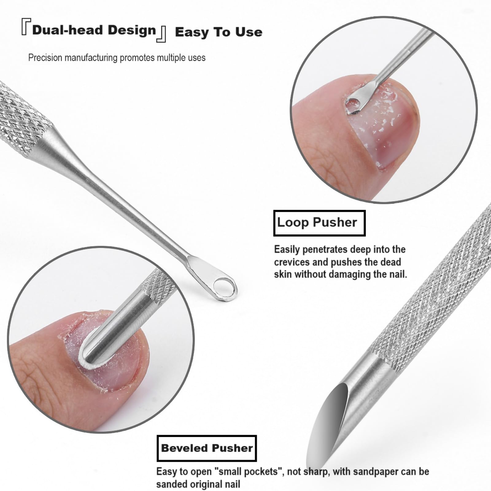 Russian style manicure prep tool stainless steel body