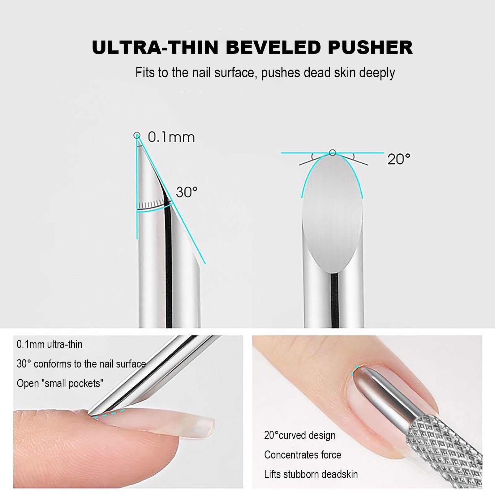 Close up of cuticle remover tool with adhesive sheet