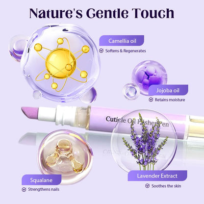 GOAL ZONE 2ml lavender cuticle oil pen package contents and twisting base design