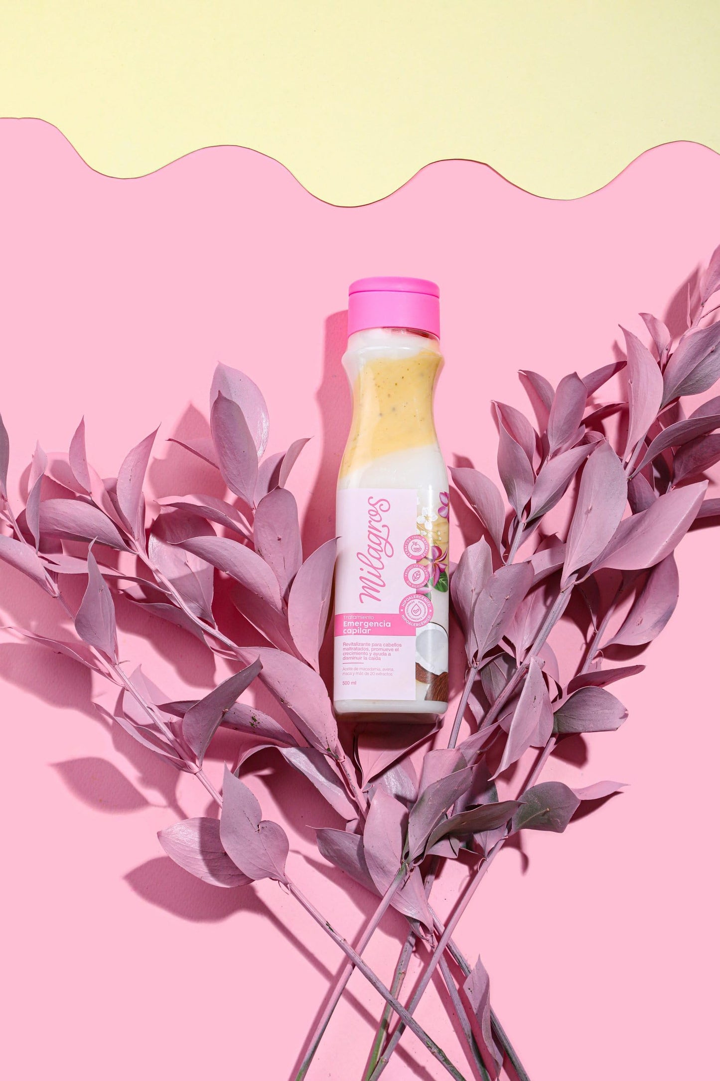 Milagros pink hair treatment packaging side view
