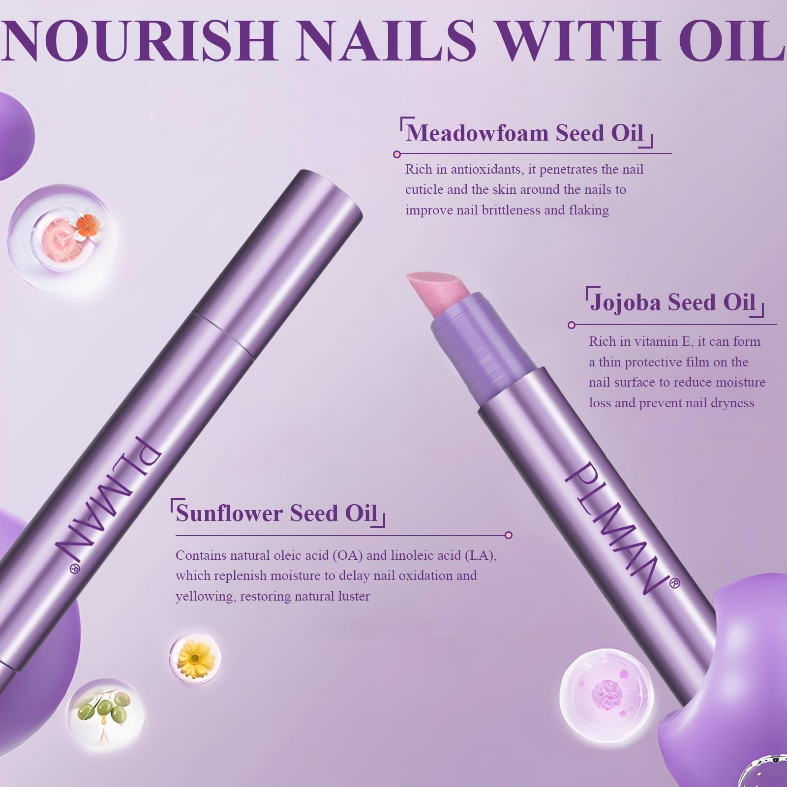 Plman nail care pen showing oil application on cuticle