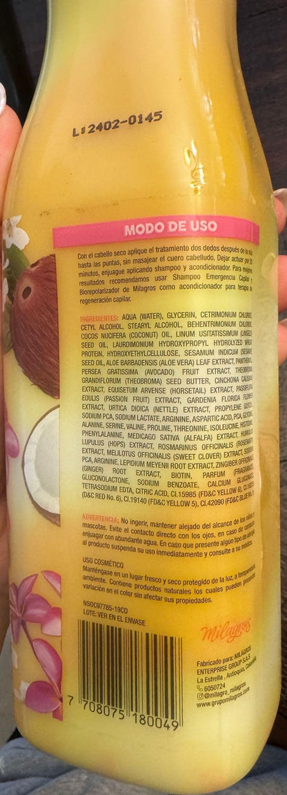 Authentic Milagros hair growth treatment branded container