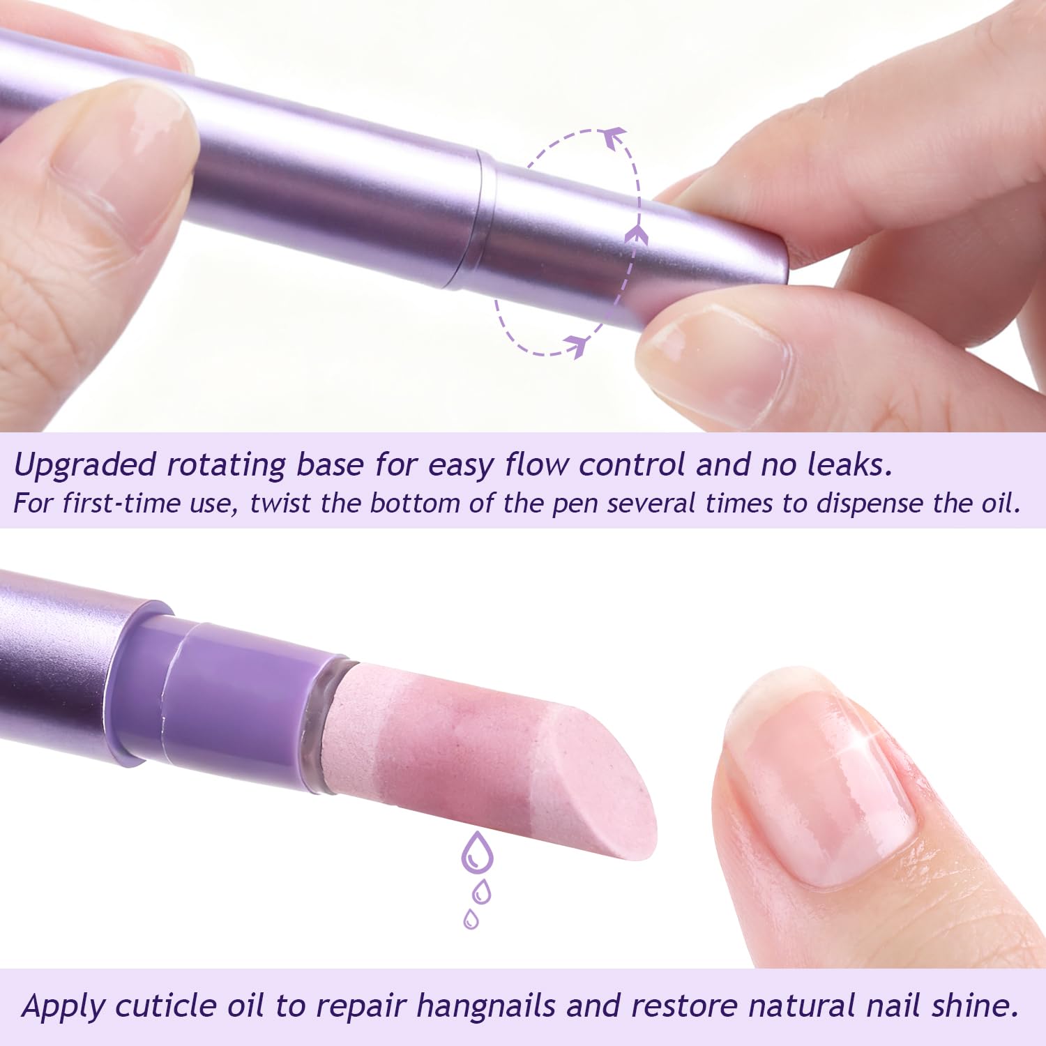 User demonstrating cuticle pusher on nail surface