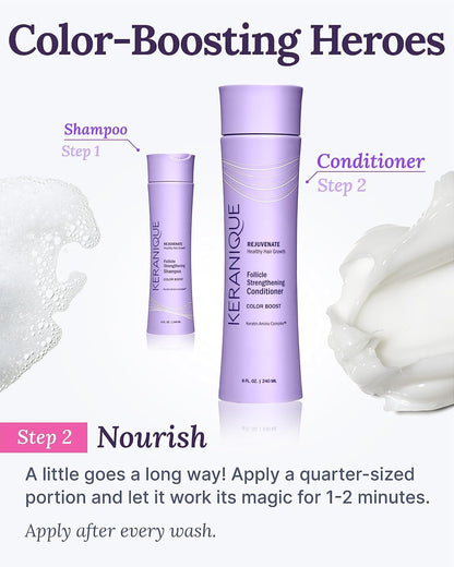 Keranique color safe volumizing conditioner texture closeup view