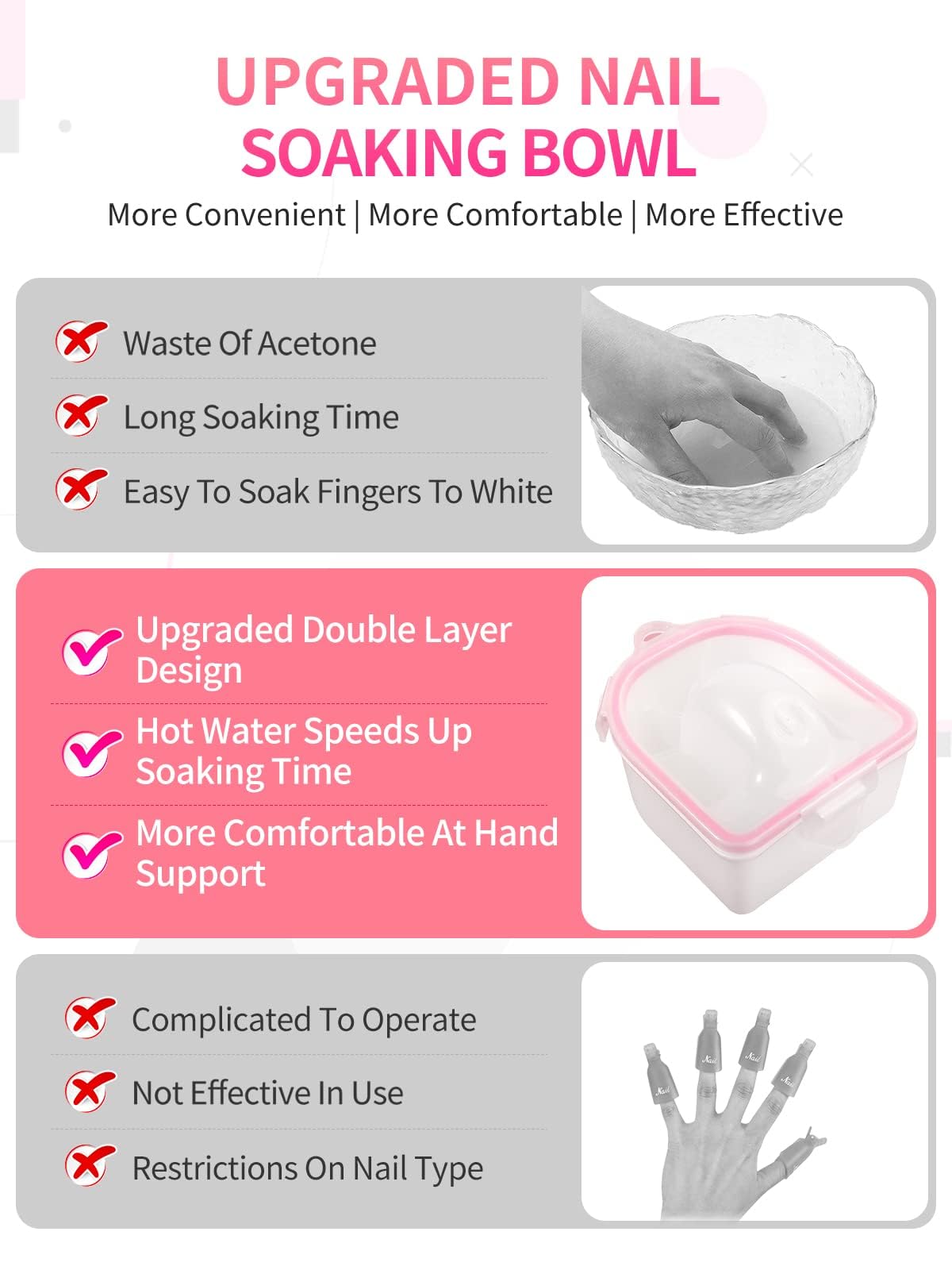 Close up of nail art soaking tray components