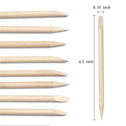 Close up of double-ended orange wood manicure sticks