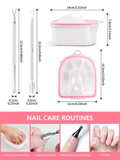 Home manicure set with soak bowls and steel tools