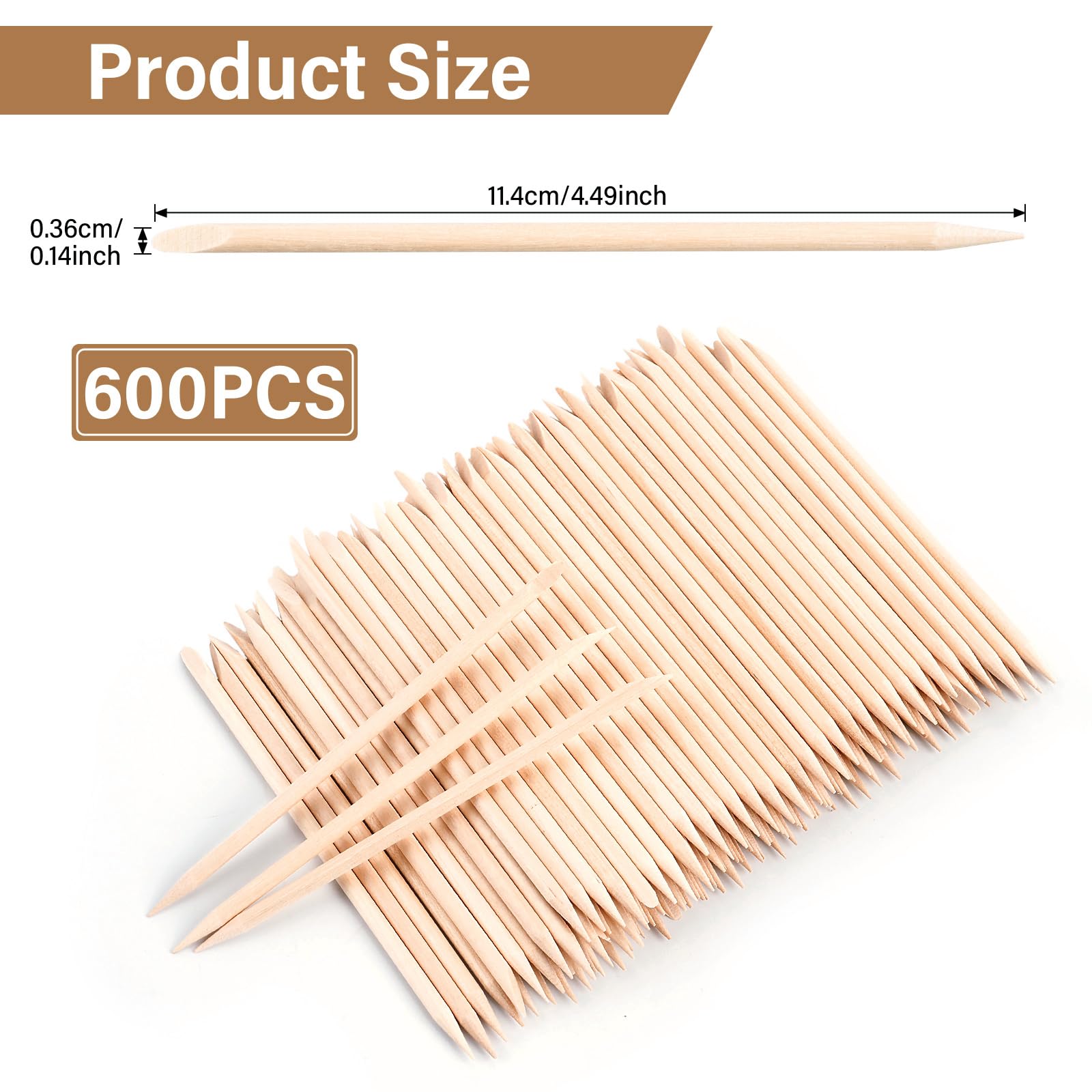Bulk pack of 600 orange sticks for professional manicure tools