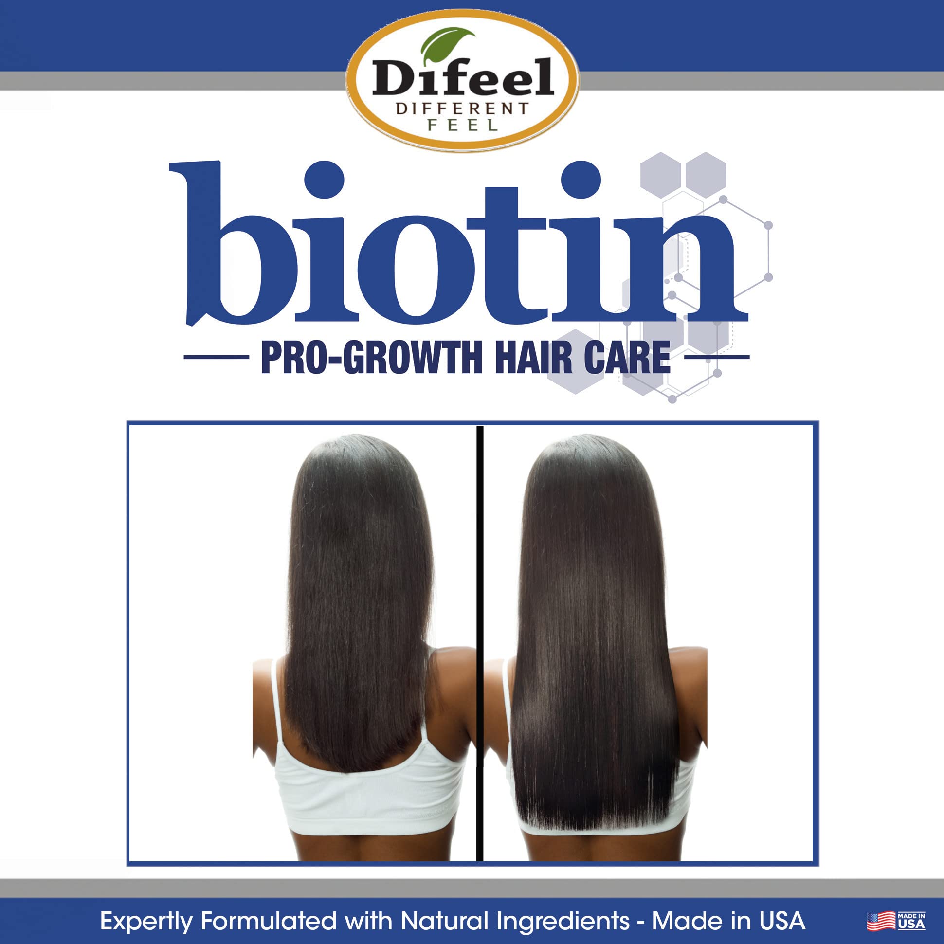 Close up of Difeel biotin hair strengthening conditioner