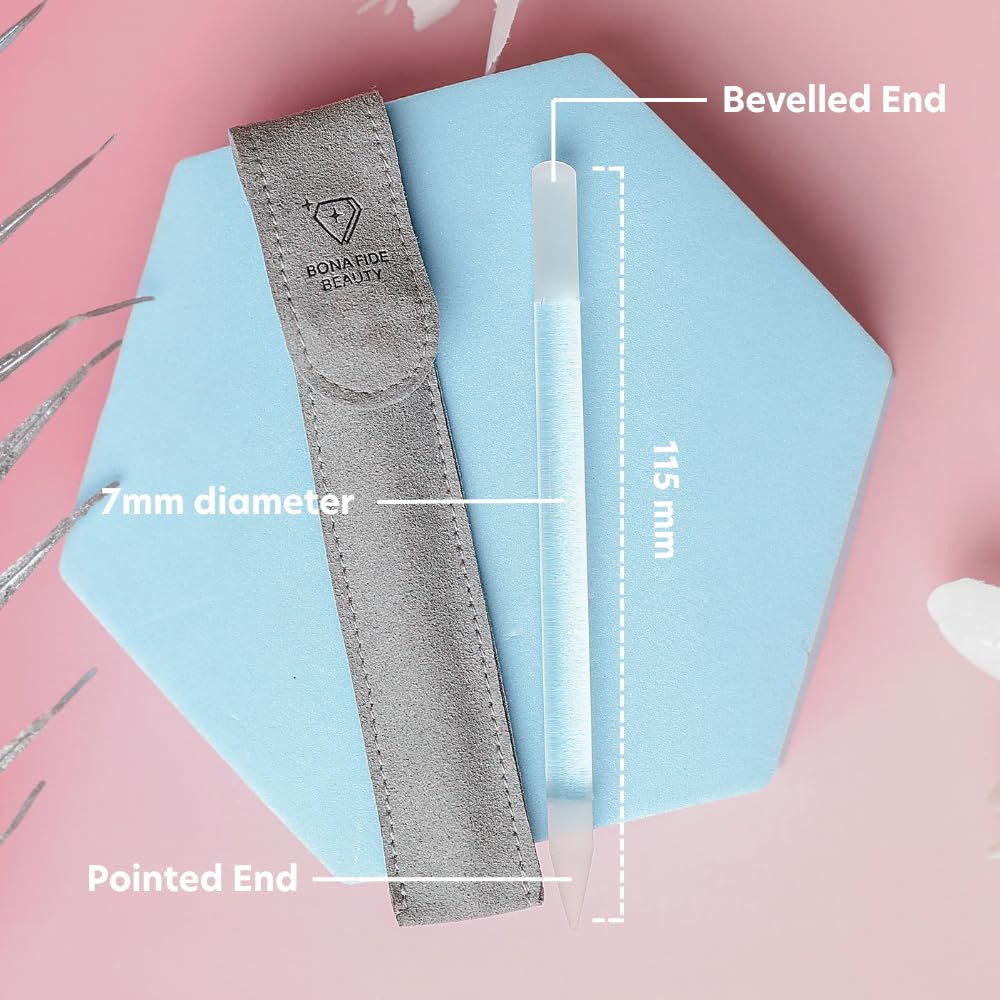 Pointed tip detail of Czech glass manicure tool