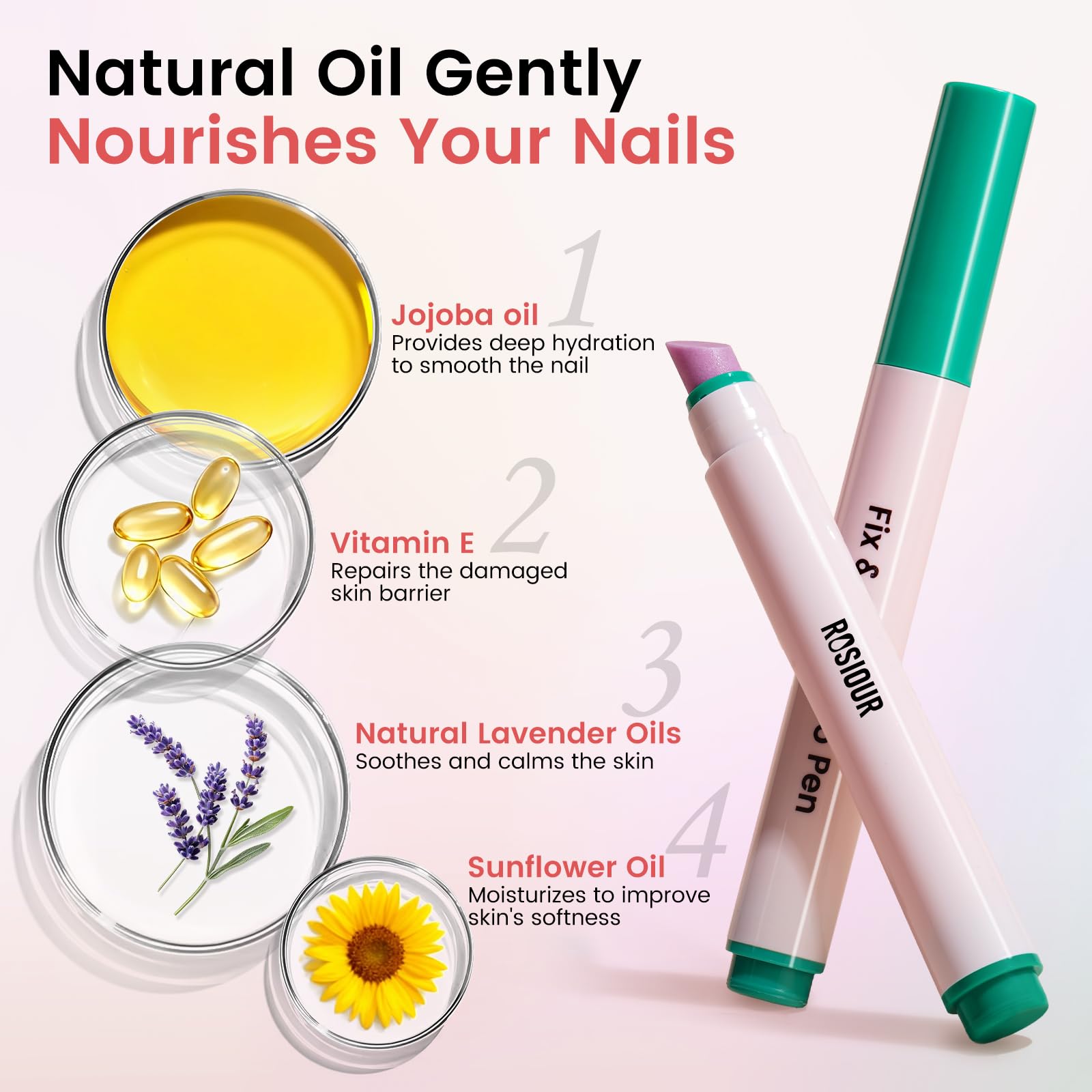 Yokilly nail care pen being used to gently push back cuticles on dry damaged fingers.