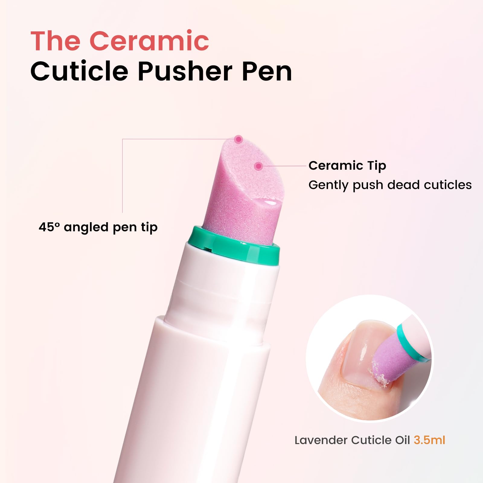 The portable travel friendly design of the Yokilly 3 in 1 cuticle oil pen detailing its spill proof structure.