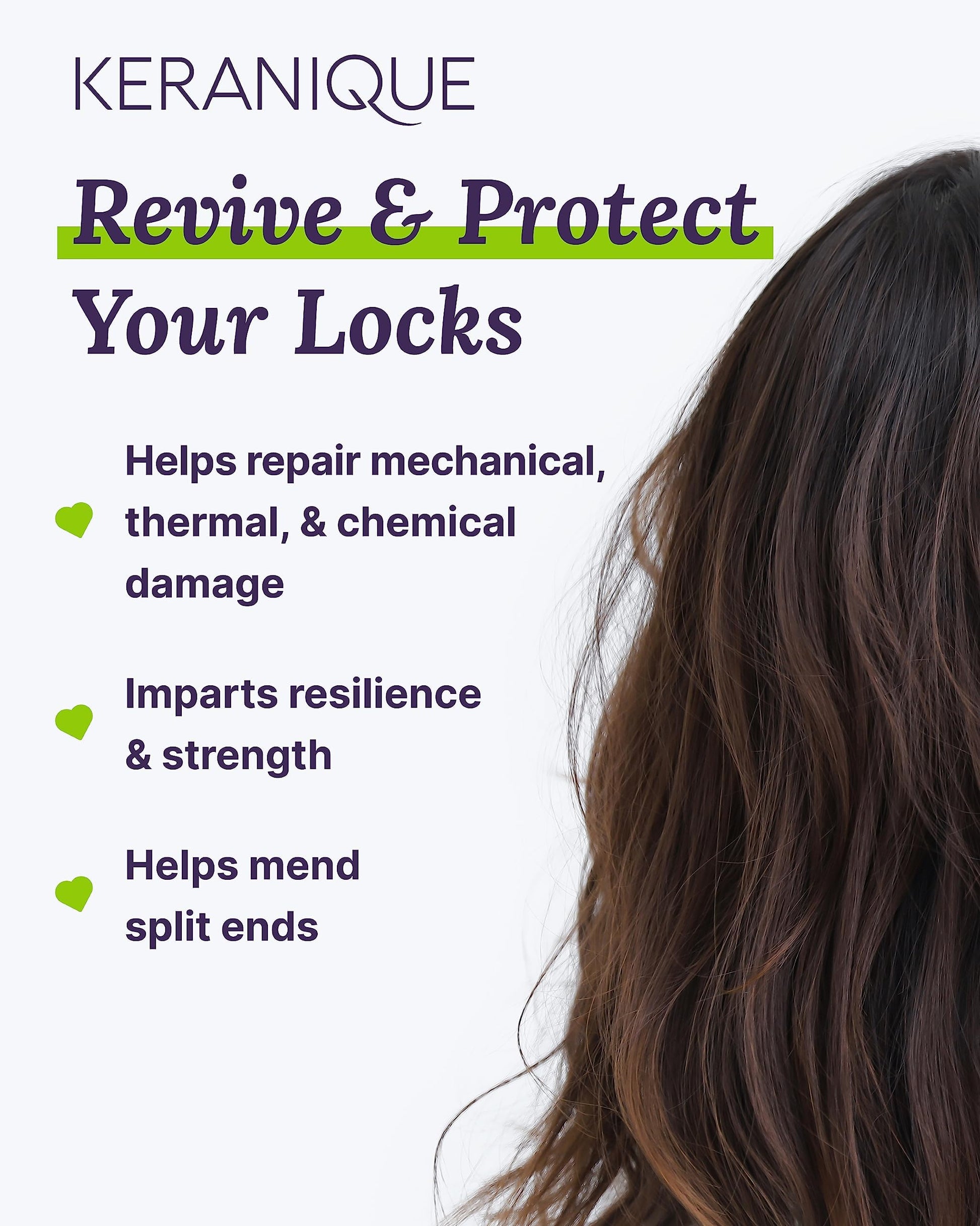 Keranique dry hair treatment product shot emphasizing the premium packaging and clinical hair care branding.
