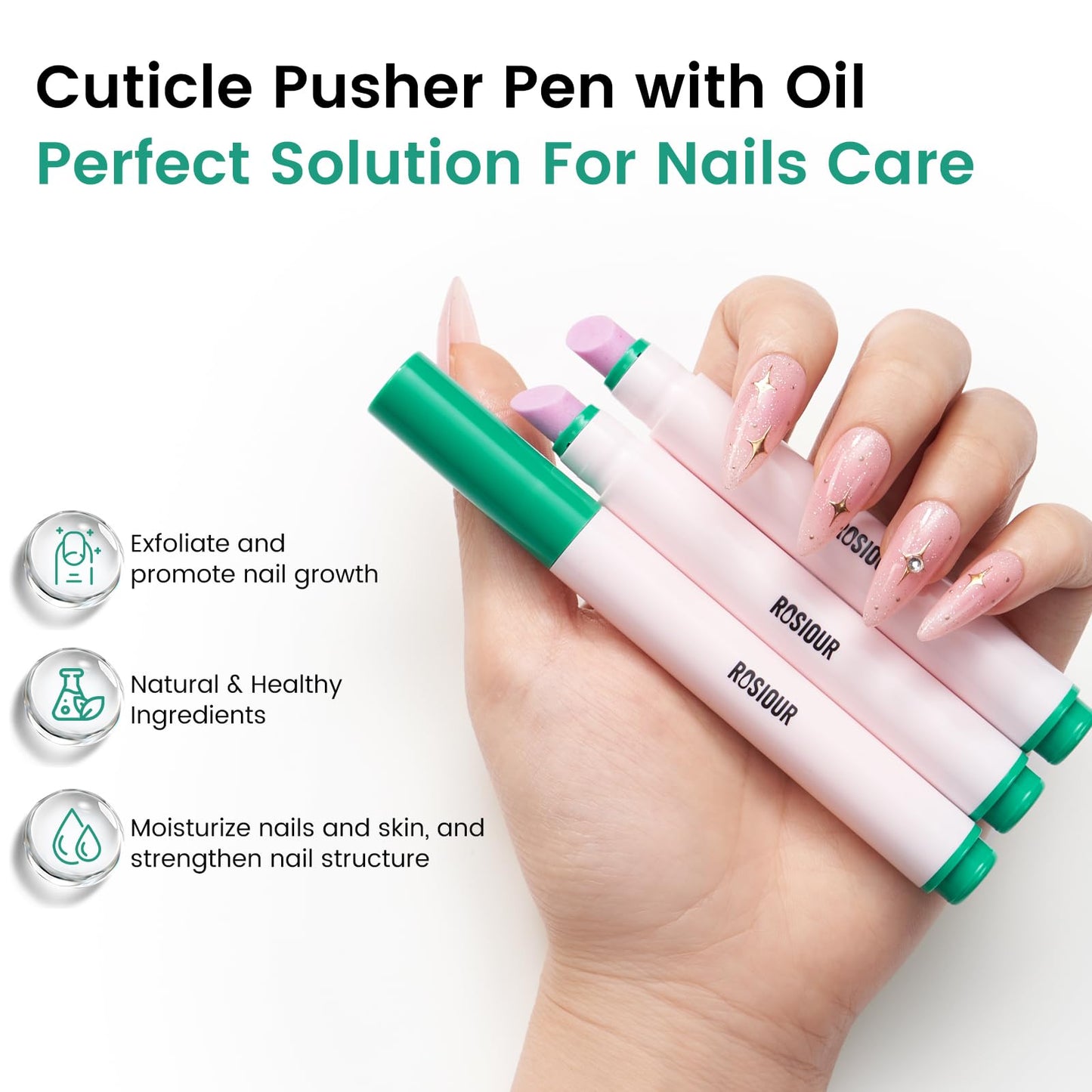 Demonstration of the mess free oil application on rough hangnails using the ceramic tip pen.