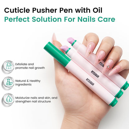Demonstration of the mess free oil application on rough hangnails using the ceramic tip pen.