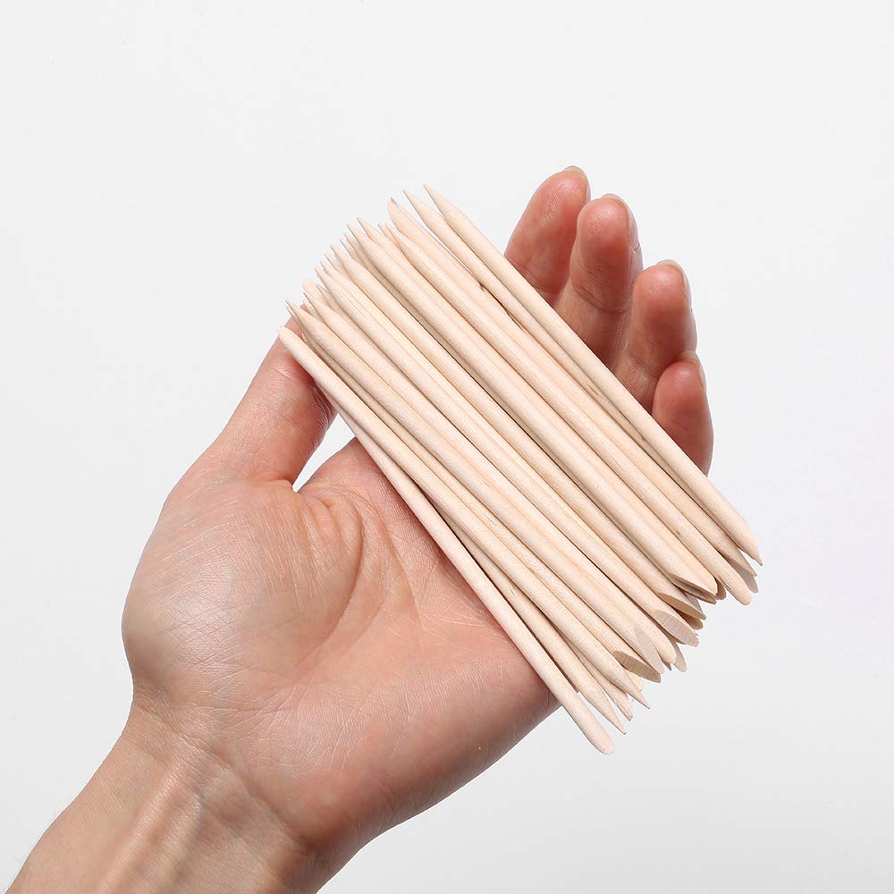 Pointed end of Borogo wooden nail art tool