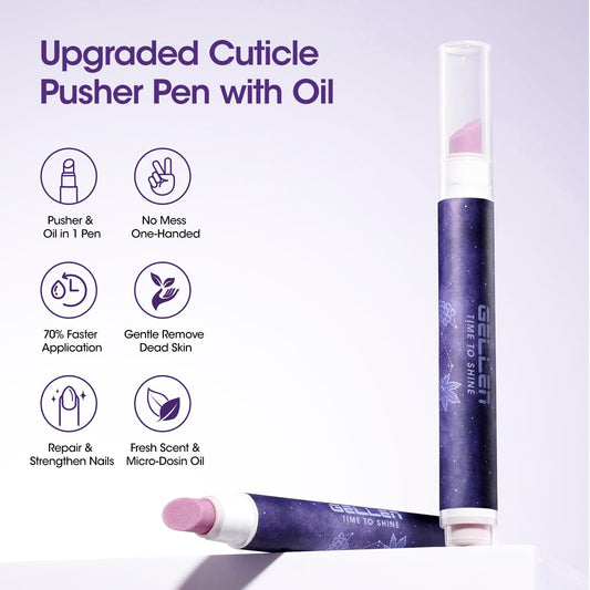 Close-up of the Gellen ceramic nail pusher tip exfoliating dead skin on the cuticle bed