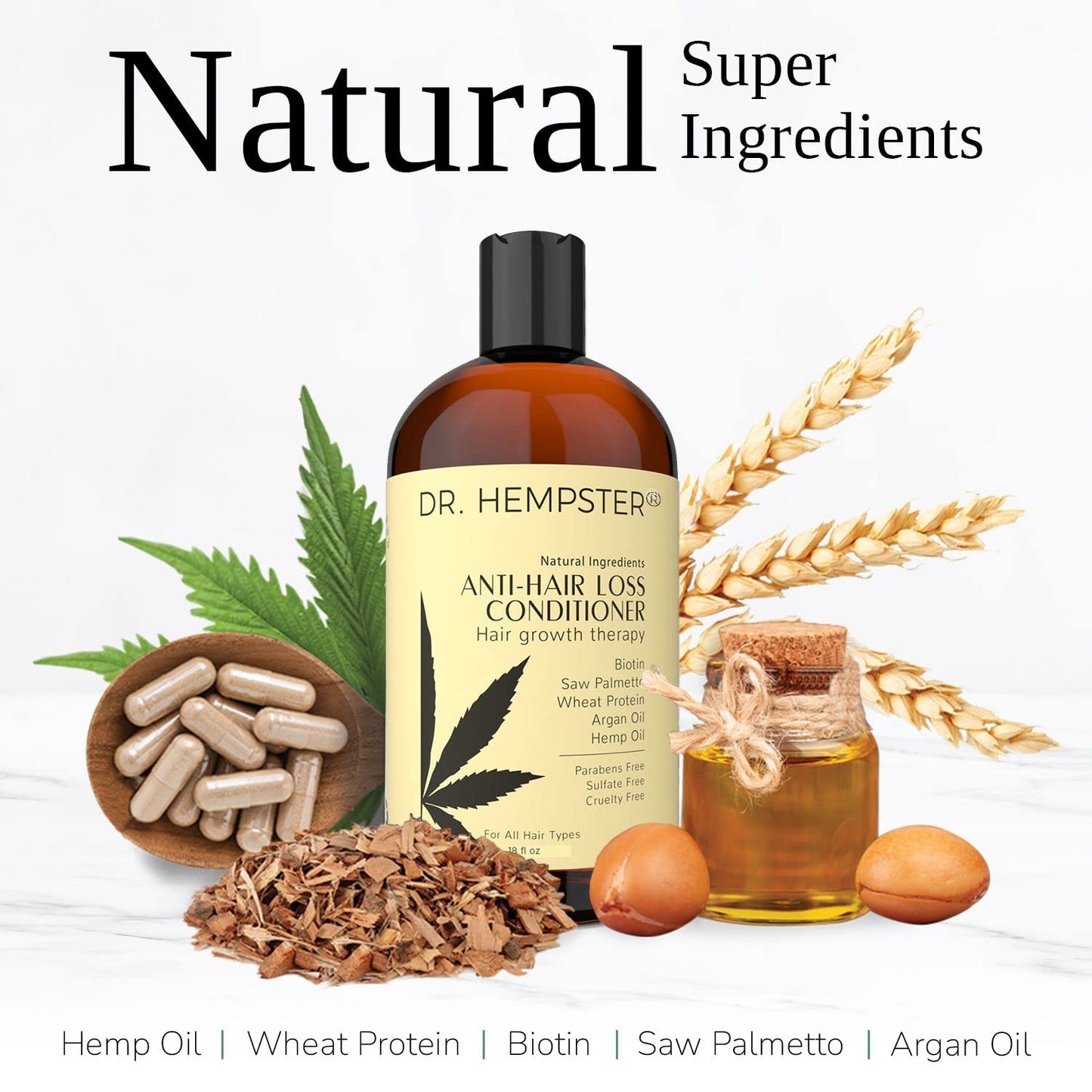 Dr. Hempster hair growth conditioner bottle side profile.