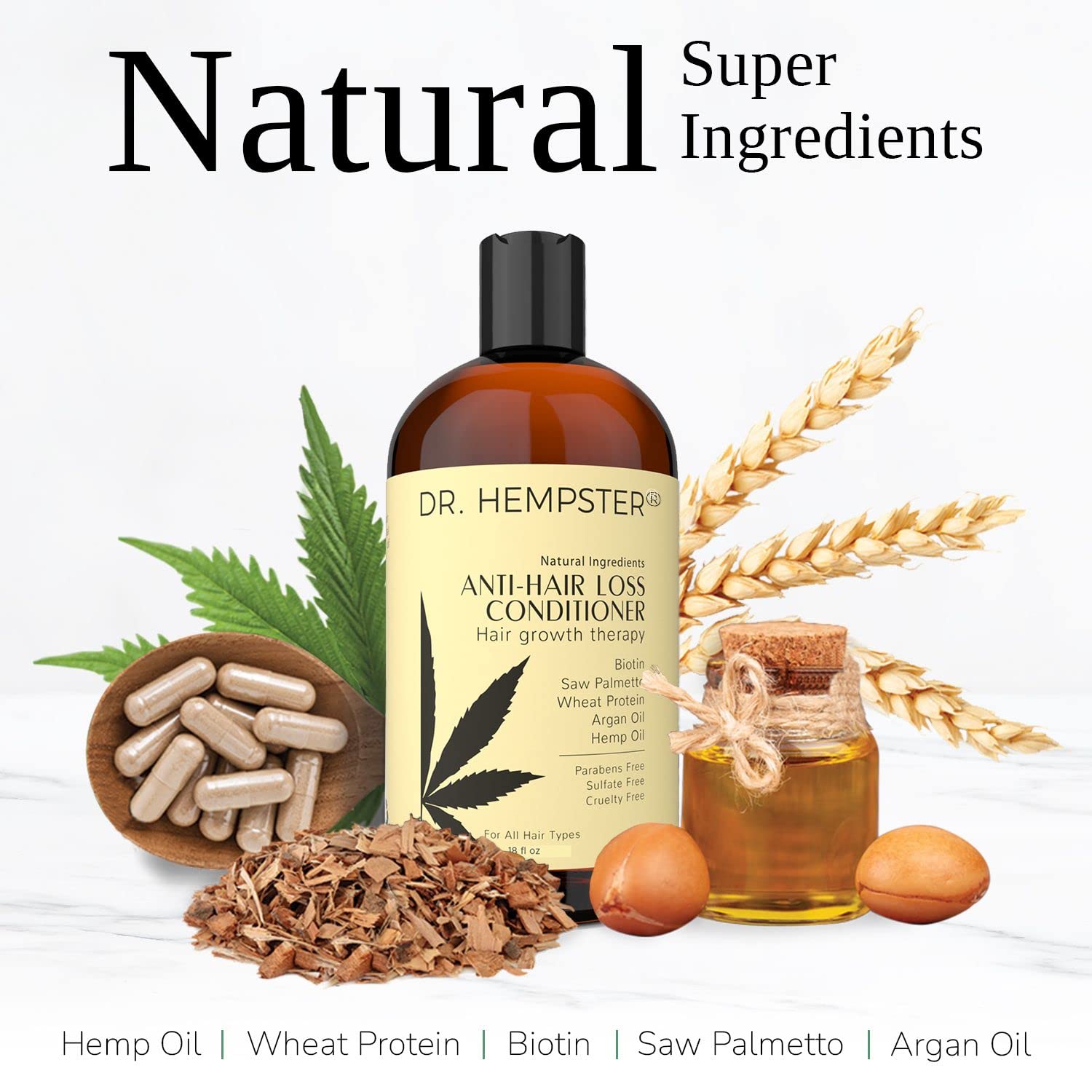 Dr. Hempster hair growth conditioner bottle side profile.