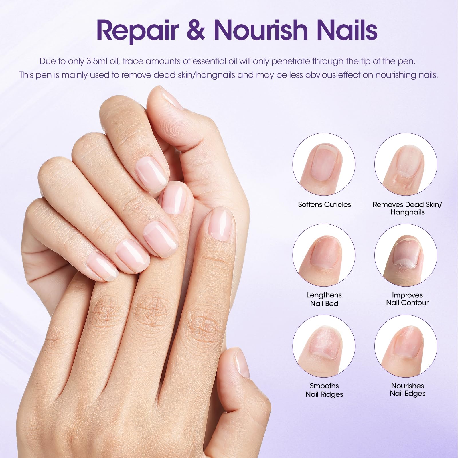 Gellen nail care pen highlighting the grape scent formula for repairing damaged nails