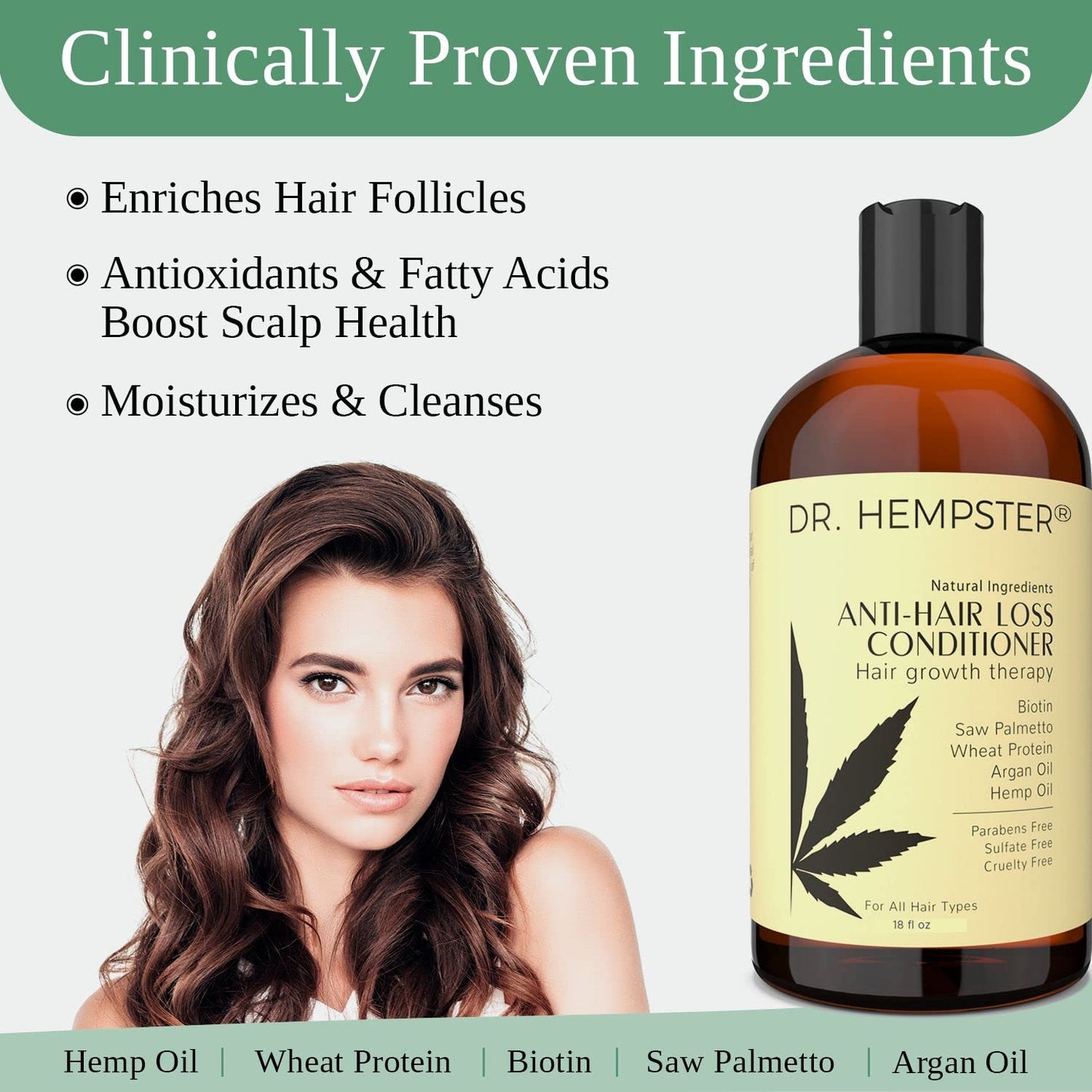 Dr. Hempster conditioner for thinning hair lifestyle application.