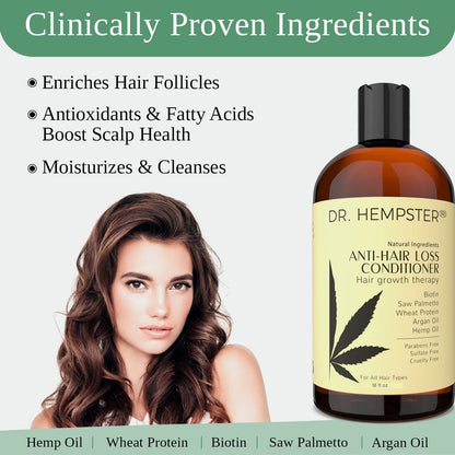 Dr. Hempster conditioner for thinning hair lifestyle application.