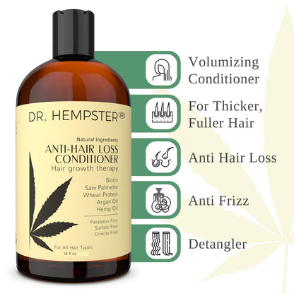 Premium Dr. Hempster hair care product packaging.