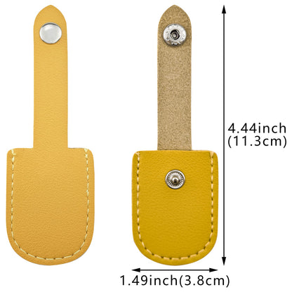 Thinslimer leather scissor pouch set showing secure snap button closure design.