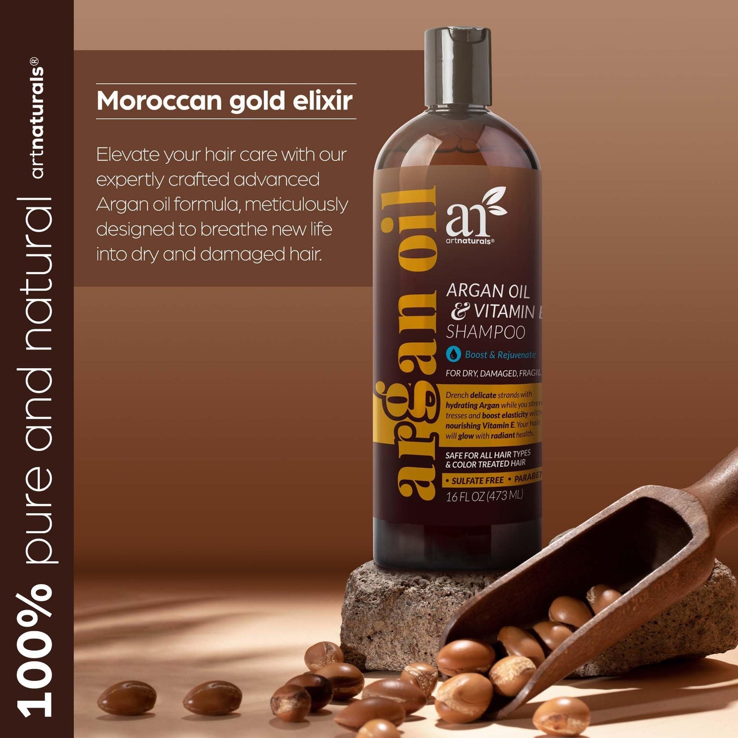 Artnaturals hair thinning treatment shampoo standing upright on a clean surface showing its official brand seal