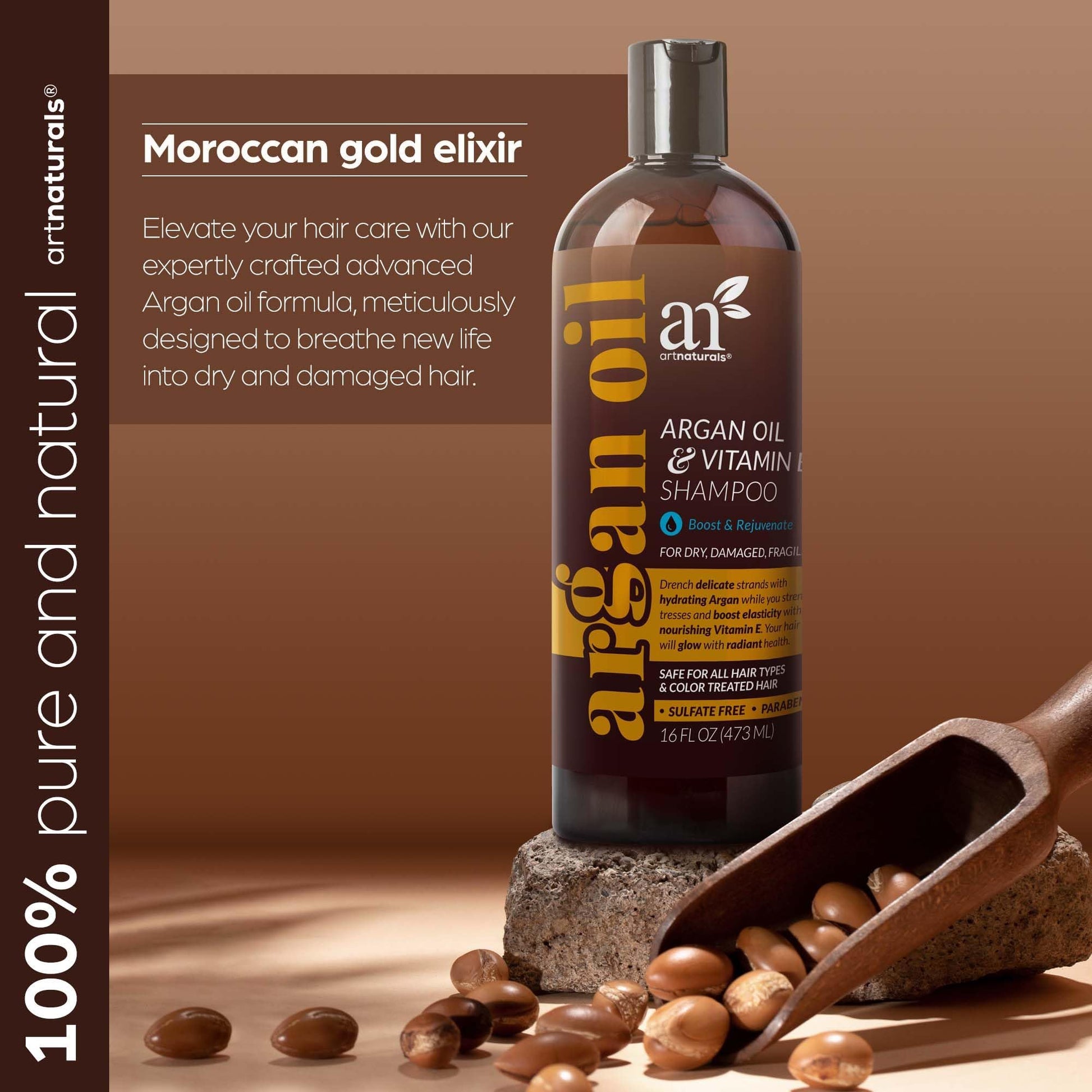 Artnaturals hair thinning treatment shampoo standing upright on a clean surface showing its official brand seal