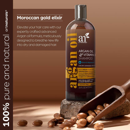 Artnaturals hair thinning treatment shampoo standing upright on a clean surface showing its official brand seal