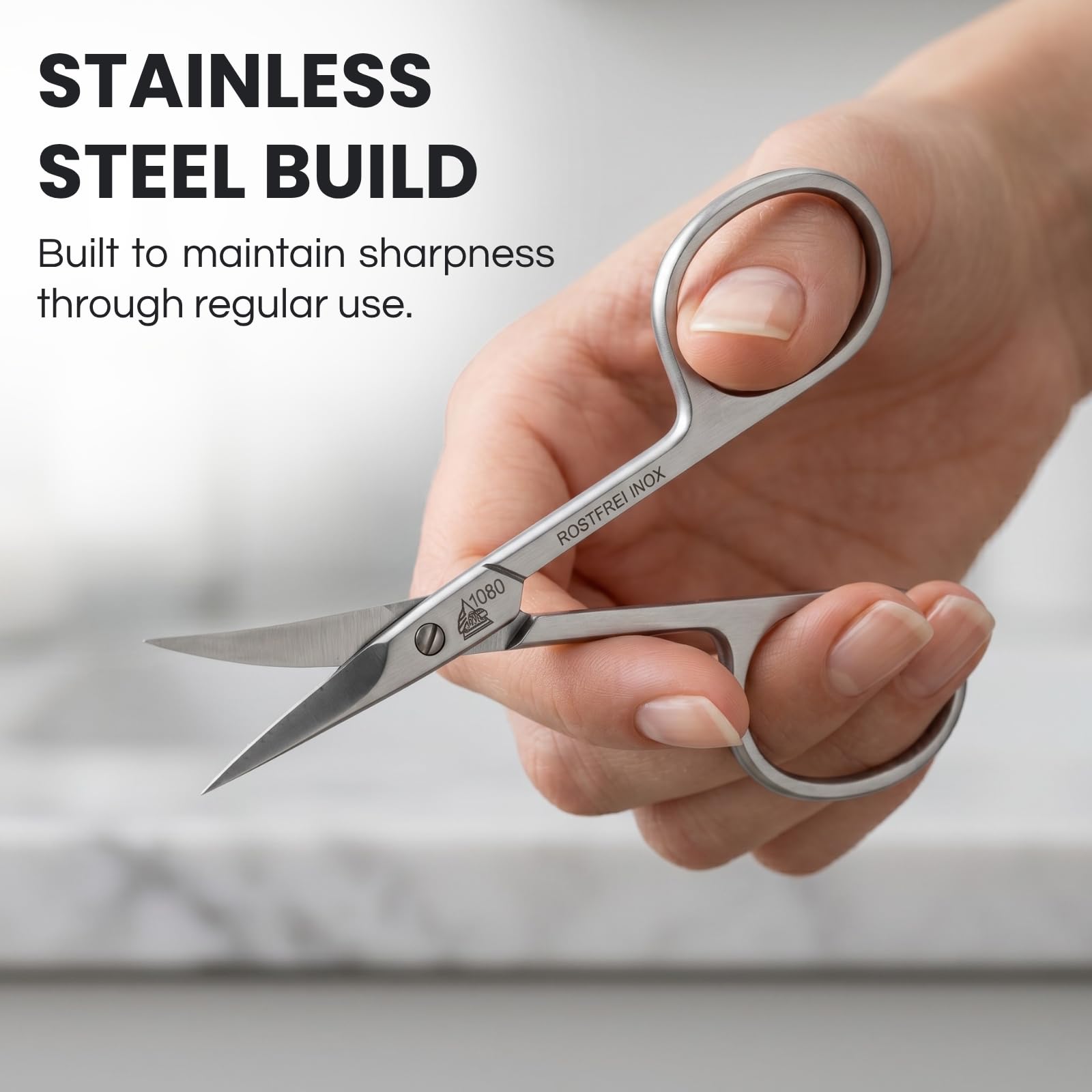 Erbe Solingen Germany matte finish cuticle scissors displayed flat on a clean background