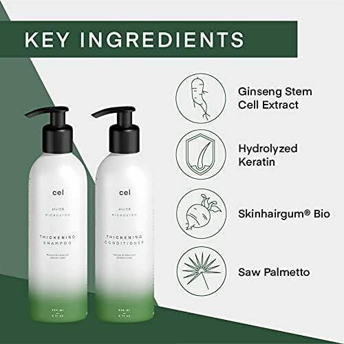 Cel anti thinning shampoo bottle showcasing plant stem cell technology label