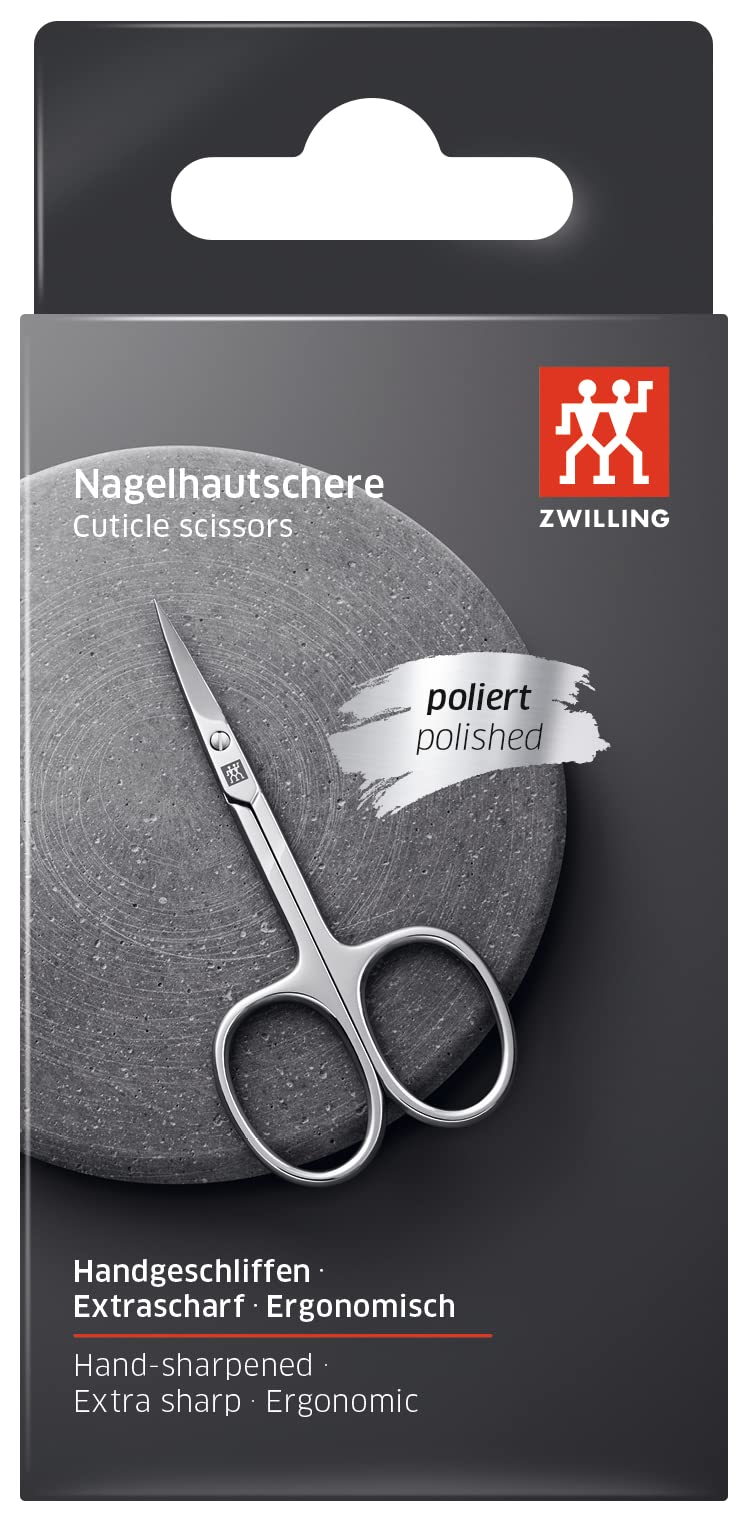 Side view of the 90 mm Zwilling Classic Inox cuticle scissors on a clean background.